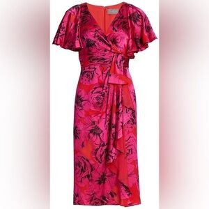 NWT Theia Sadie Satin Burnout Midi Dress size 2